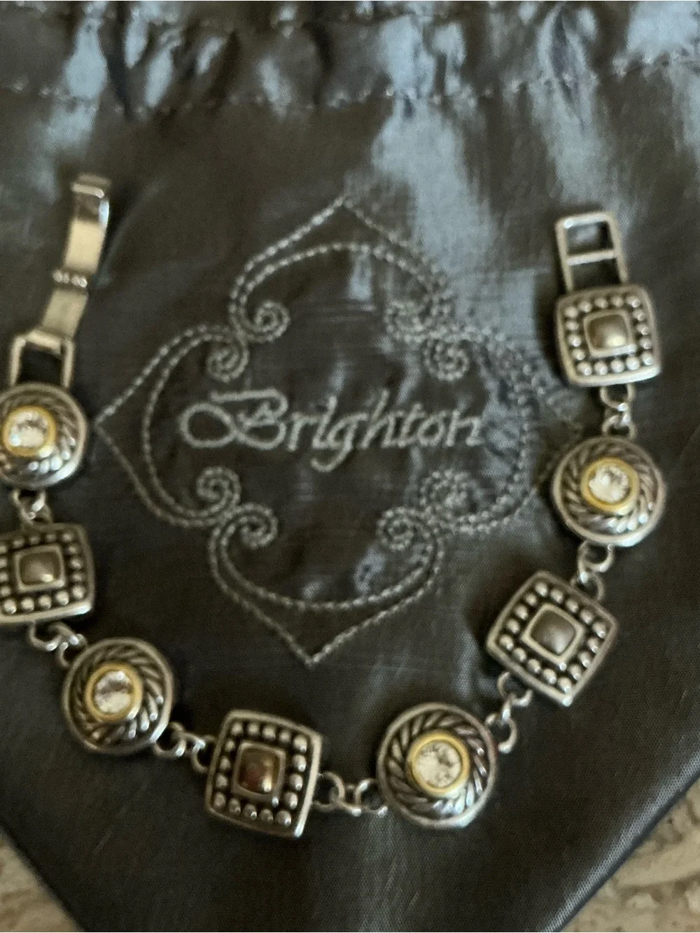Brighton Two-Tone Silver and Gold Medallion Link Bracelet